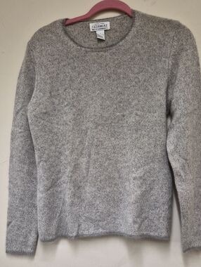 Sutton Studio Gray Cashmere Blend Crewneck Sweater Size Medium